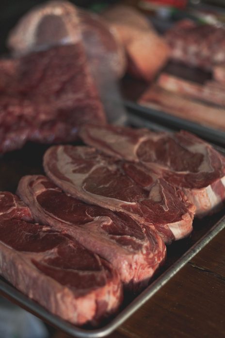 Premium marbled beef cuts prepared on a tray — placeholder photo